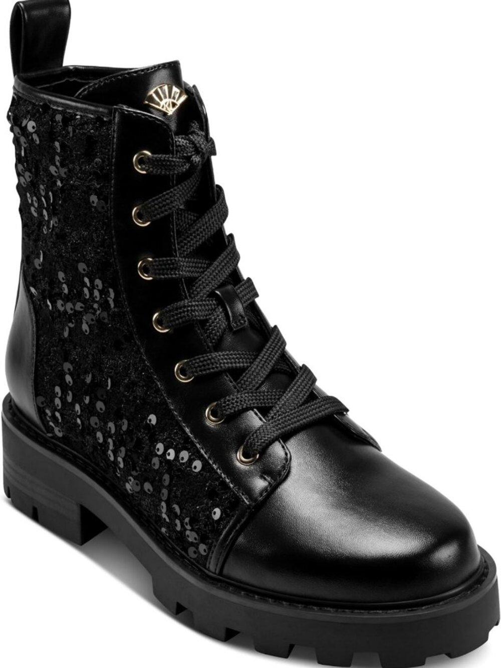 Stylish Women's Sequin Combat Boots - Trendy, Edgy Footwear for Fashion Lovers